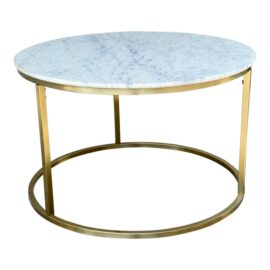 World Market Milan Round White Marble + Brass Finish Base Coffee Table