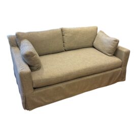 Restoration Hardware Belgian Track Arm Bench-Seat Linen Slipcover Loveseat. Original Price: $4,400