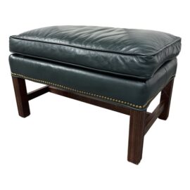 Sam Moore for La Z Boy Dark Teal Leather Ottoman
