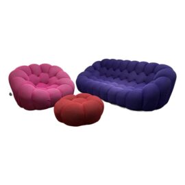 Sacha Lakic for Roche Bobois Bubble Sofa, Chair + Ottoman, Set of Three. Original Price: $19,200