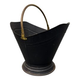 Vintage Black Coal Bucket + Brass Handle