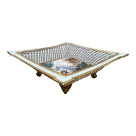 Mid 19th Century Hand Painted + German Reticulated Lipped Bowl