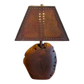 W. Kohler Burl Wood Table Lamp With Copper Shade