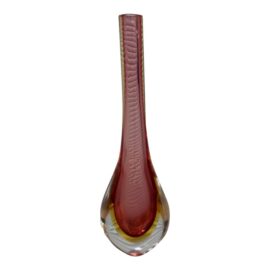 Vintage Flavio Poli Seguso Murano Sommerso Glass in Bordeaux + Yellow Ampolla
