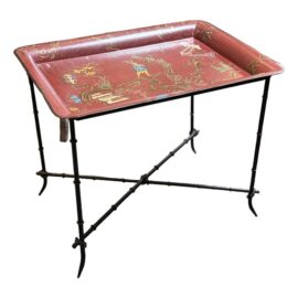 Vintage English Chinoiserie Faux Bamboo Tray Table