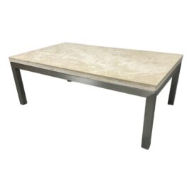 Crate & Barrel Parsons Travertine Top Stainless Steel Coffee Table. Original Price: $600
