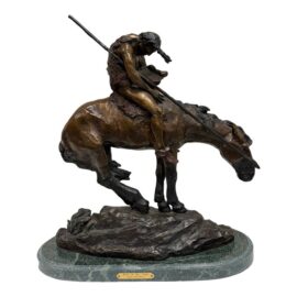James Earle Fraser " End of the Trail" Bronze + Marble Sculpture