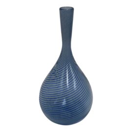 Circa 2000 Benjamin Edols Blue Striped Bottle Vase