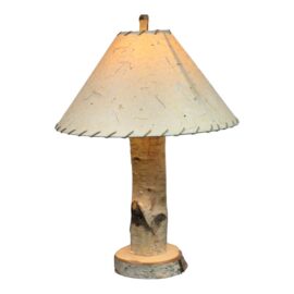 Hand Carved Birch Wood Table Lamp