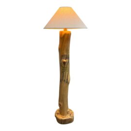 Hand Carved Bears in Forest Floor Lamp, Signed Secret Observer