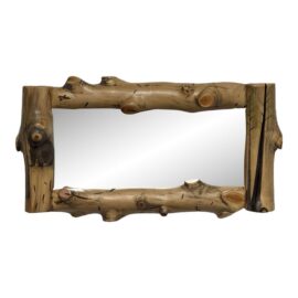 Hand Carved Bear Face + Woods Wall Mirror, Signed Martin