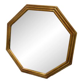 Antiqued Brass Finish Octagonal Wall Mirror by Wisteria