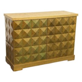 Vintage Barbara Barry for Baker Furniture Diamond Gold Leaf Cabinet