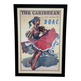 Vintage Caribbean Travel Advertisement Poster Print, Framed. Original Price: $325