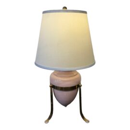 Vintage Blush Pink Table Lamp With Brass Stand