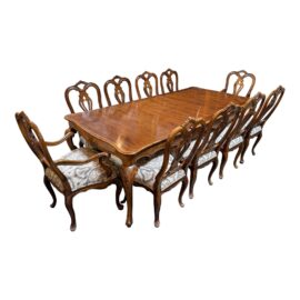 Baker Furniture Louis XV Style Extension Dining Table + 10 Dining Chairs Set