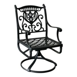 Outdoor Cast Aluminum With Black Powder Coat Rocking + Swivel Chair