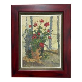 Circa 2004 Malcolm Mason "Geraniums in May" Original Oil Painting, Signed
