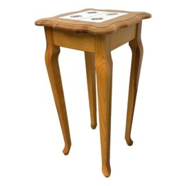 Vintage Cherry Wood Finish Side Table + Tile Top
