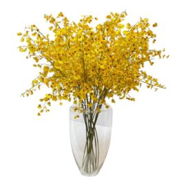 Pottery Barn Faux Yellow Forsythia Branches Composed Arrangement, Set of 17 Branches + Vase. Original Price: $800