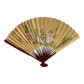 Vintage Chinese Large Folding Fan Wall Hanging
