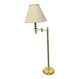 Transitional Brass Swing Arm Floor Lamp
