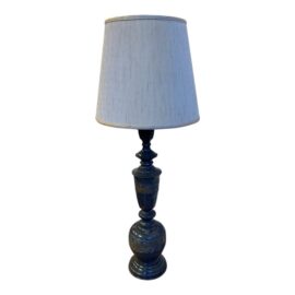 Vintage Tall Verdigris Bronze Finish + Gold Accents Metal Table Lamp