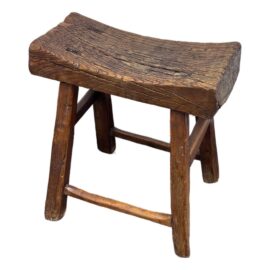 Antique Hand Made Elm Wood Stool