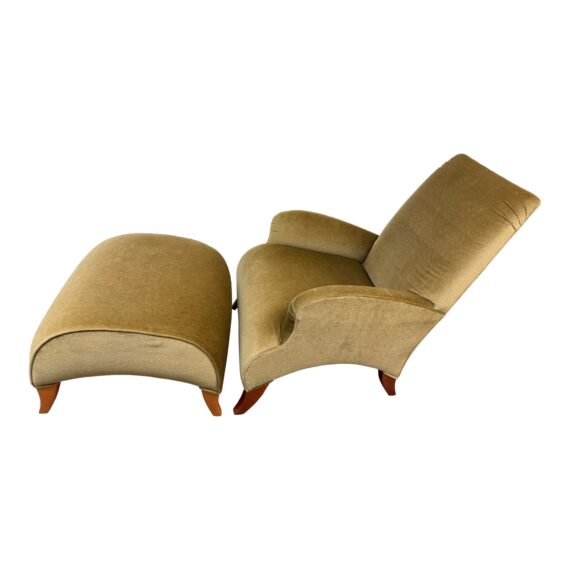 john-hutton-for-donghia-olive-mohair-chair-ottoman-set-2157