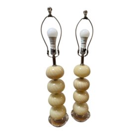 Vintage Murano Style Glass Table Lamps, Pair