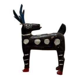 Folk Art Hand Carved Painted Spotted Deer with Antlers