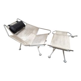 Hans Wegner Style Flag Halyard Reproduction Chair + Ottoman. Original Price: $3,000