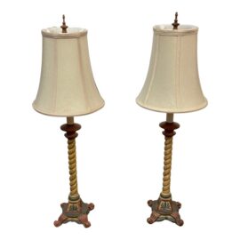 Tuscan Twisted Table Lamps, Pair