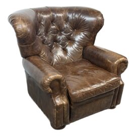 Restoration Hardware Churchill Leather Reclining Club Chair. Original Price: $3,600