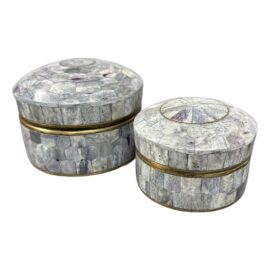 Interlude Home Gianna Bone and Brass Designer Trinket Boxes, Set of 2. Original Price: $300