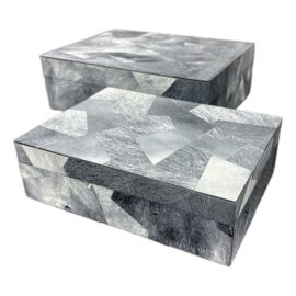 Interlude Home Abstract Gray Decor Boxes, Set of Two