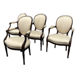 Louis XVI French Style Arm Chairs, Set of Four