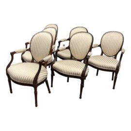 Louis XVI French Style Arm Chairs, Set of Six