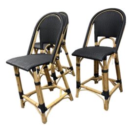 Serena & Lily Riviera Rattan Bar Stools, Set of Three. Original Price: $1,350