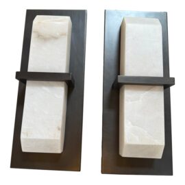 Arteriors Home Redmond Alabaster + Iron Sconces, Pair. Original Price: $2,500