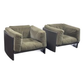 Tito Agnoli for Poltrona Frau La Capanelle Club Chairs, Pair. Original Price: $14,000