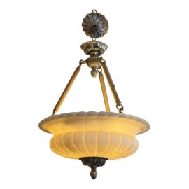 Vintage Age French Alabaster Hanging Pendant
