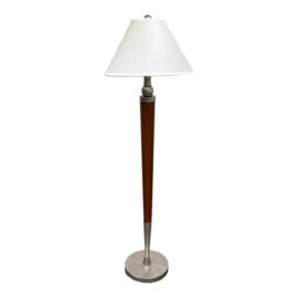 Post Modern Cherry Wood + Nickel Plate Floor Lamp