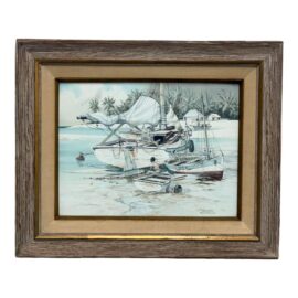 Frank Hamilton "Mending the Nets" in Nassau, Bahamas Original Painting, Signed + Framed