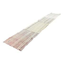 2ft 5in X 13ft 9in Vintage 1950's Neutral Multi Striped Turkish Kilim. Original Price: $800