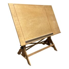 Vintage Solid Wood With Iron Hardware Drafting Table
