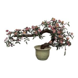 Vintage Cherry Blossom Jade Stone Bonsai Tree