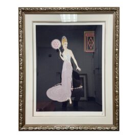 Circa 1990 Erté "Fedora Fan" Limited Edition Seriagraph, Framed Edition 246/300
