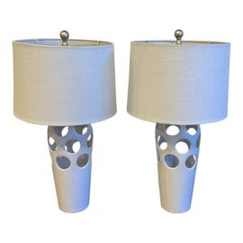 Contemporary Pop-Art Ceramic Table Lamps, Pair