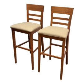 Filippo Sibau for Room & Board Cherry Wood Finish Bar Stools, Pair